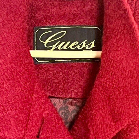 Guess Women's Red Double-Breasted Wool Blend Pea Coat Jacket Size Small - Picture 3 of 9